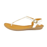 Khuthaza : Ladies Leather Tslops Sandal in White Cayak