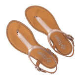 Khuthaza : Ladies Leather Tslops Sandal in Rose Gold Metallic