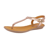 Khuthaza : Ladies Leather Tslops Sandal in Rose Gold Metallic