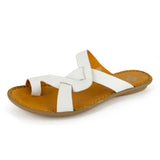 Kulumbe : Ladies Leather Tslops Sandal in White Cayak