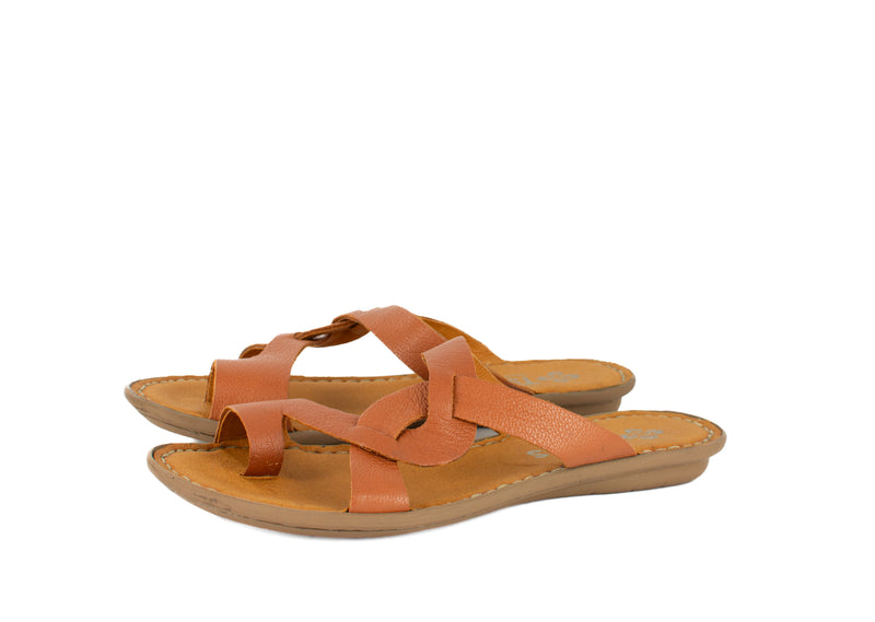 Kulumbe : Ladies Leather Tslops Sandal in Oak Cayak