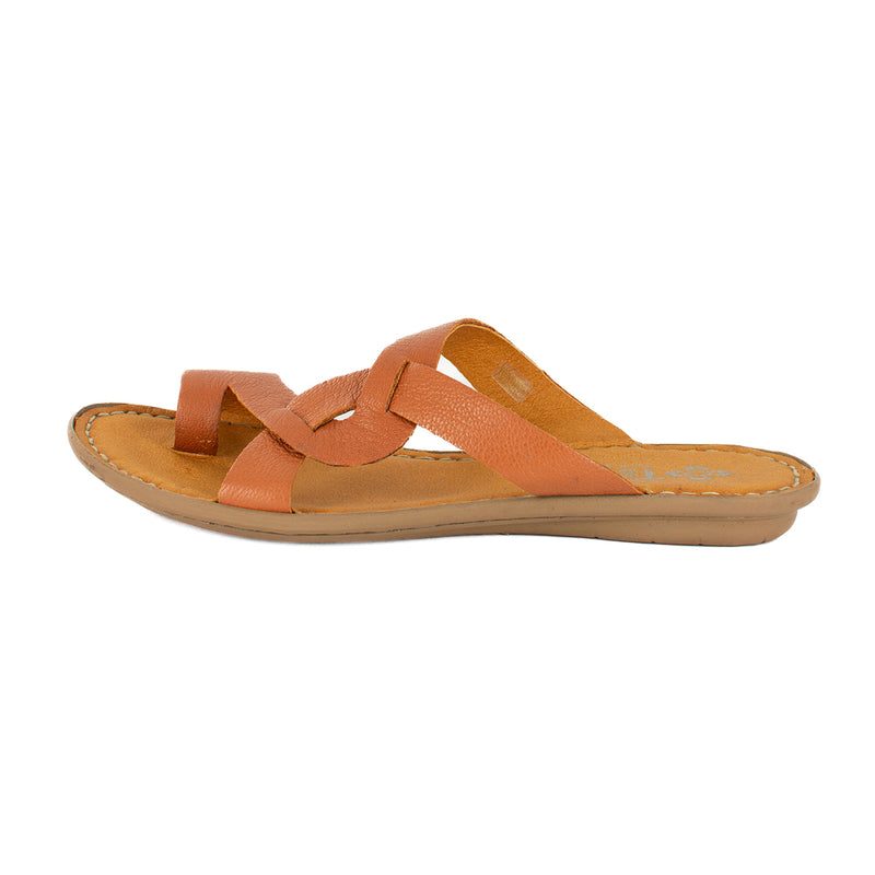 Kulumbe : Ladies Leather Tslops Sandal in Oak Cayak