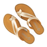Rufaro : Ladies Leather Tslops Sandal in Gold Foil