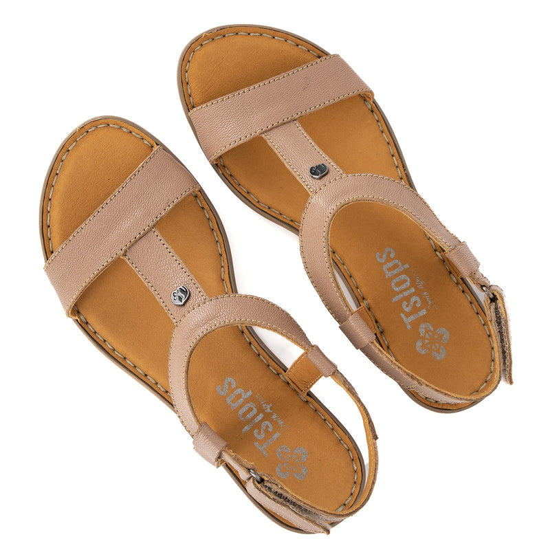 Modupe : Ladies Leather Tslops Sandal in Timber Cayak