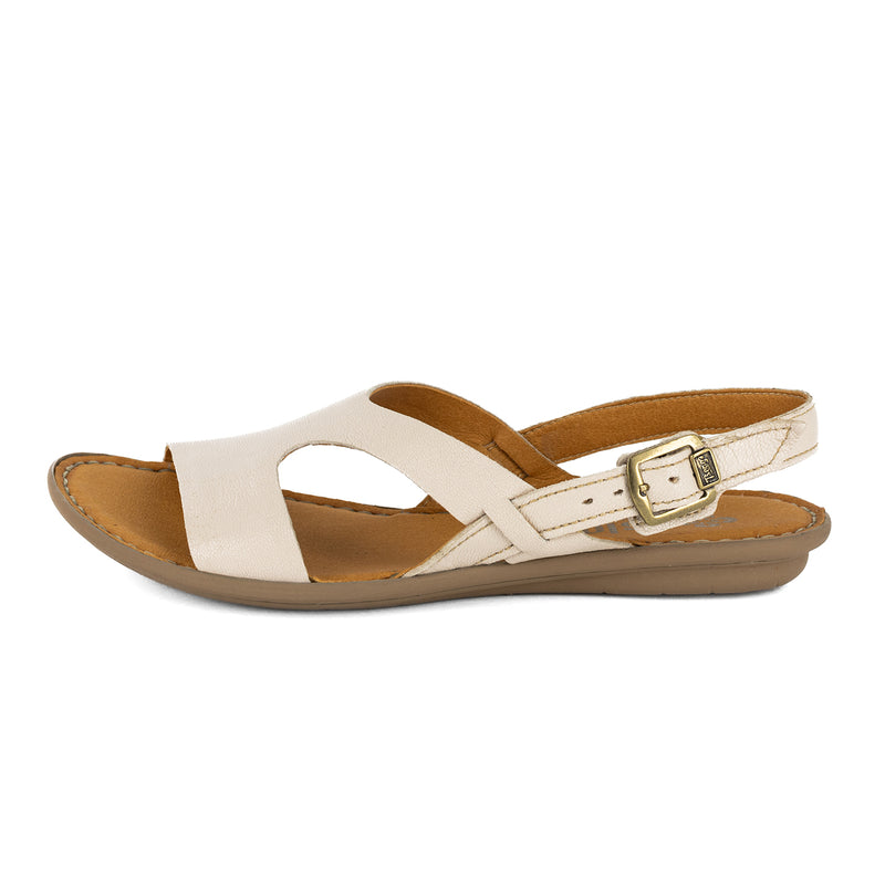 Butembo : Ladies Leather Tslops Sandal in Cream Cayak