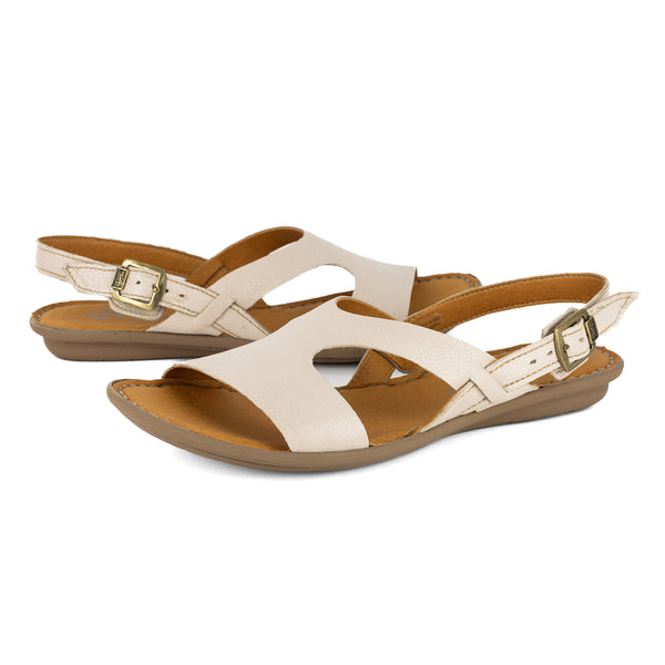 Butembo : Ladies Leather Tslops Sandal in Cream Cayak