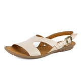 Butembo : Ladies Leather Tslops Sandal in Cream Cayak