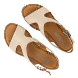 Butembo : Ladies Leather Tslops Sandal in Cream Cayak