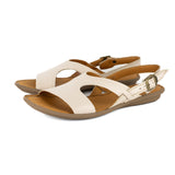 Butembo : Ladies Leather Tslops Sandal in Cream Cayak