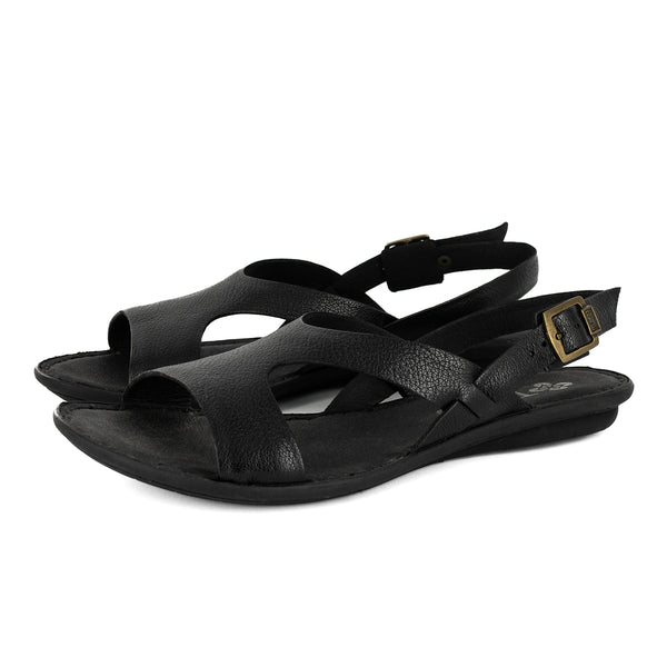 Butembo : Ladies Leather Tslops Sandal in Black Cayak