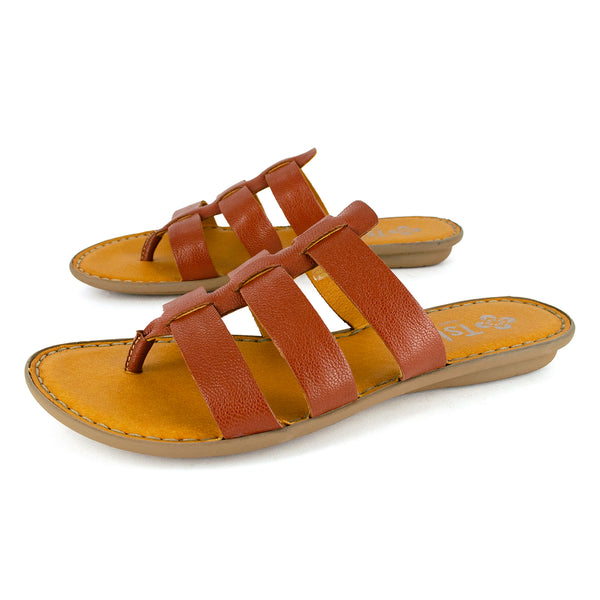 Maroua : Ladies Leather Tslops Sandal in Suede Cayak