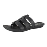 Maroua : Ladies Leather Tslops Sandal in Black Cayak