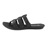 Maroua : Ladies Leather Tslops Sandal in Black Cayak