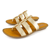 Maroua : Ladies Leather Tslops Sandal in Gold Foil