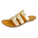 Maroua : Ladies Leather Tslops Sandal in Gold Foil