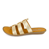 Maroua : Ladies Leather Tslops Sandal in Gold Foil