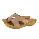 Isibani : Ladies Leather Tslops Wedge Heel Sandals in Timber Cayak