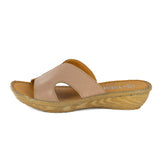 Isibani : Ladies Leather Tslops Wedge Heel Sandals in Timber Cayak