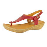 Barundi : Ladies Leather Tslops Wedge Heel Sandals in Valentine Cayak