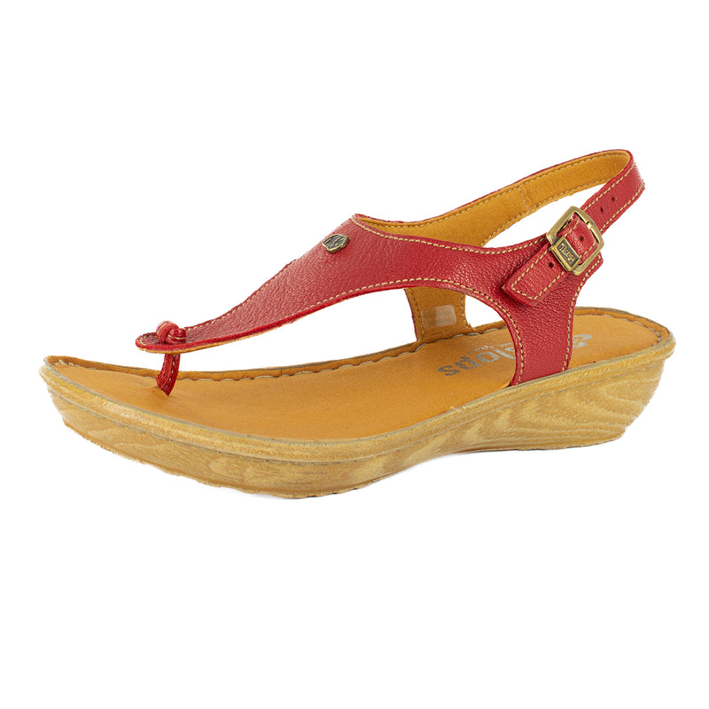 Barundi : Ladies Leather Tslops Wedge Heel Sandals in Valentine Cayak