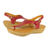 Barundi : Ladies Leather Tslops Wedge Heel Sandals in Valentine Cayak