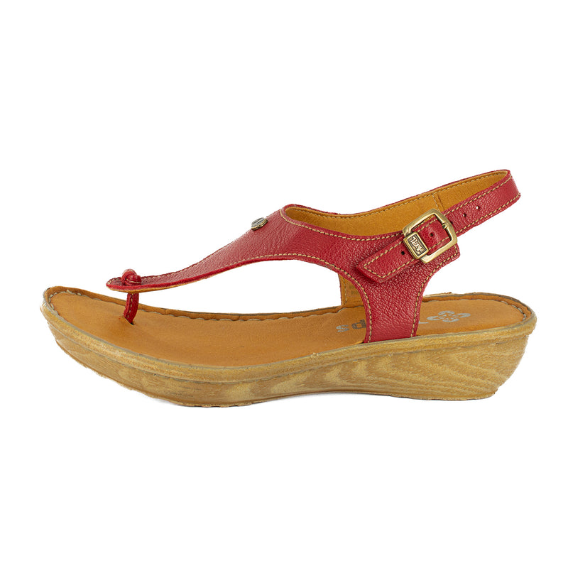 Barundi : Ladies Leather Tslops Wedge Heel Sandals in Valentine Cayak