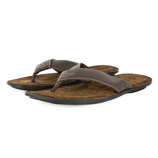 Umhlanga : Mens Leather Tslops Sandal in Choc Natan