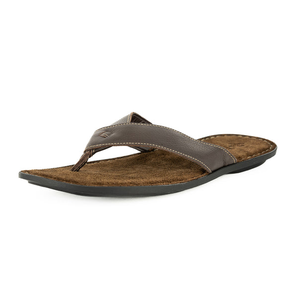 Umhlanga : Mens Leather Tslops Sandal in Choc Natan