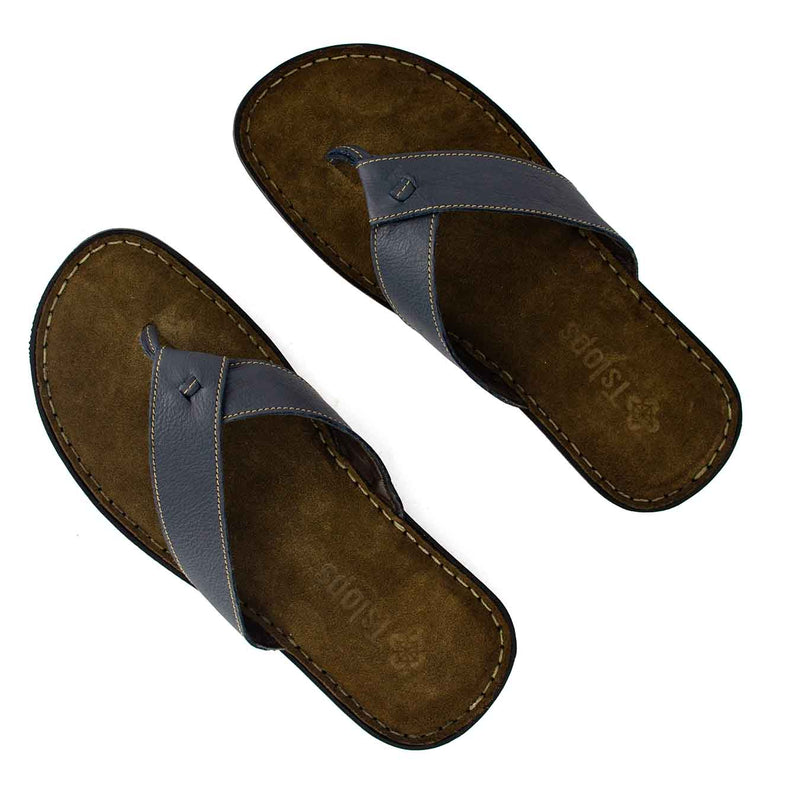 Umhlanga : Mens Leather Tslops Sandal in Denim Natan