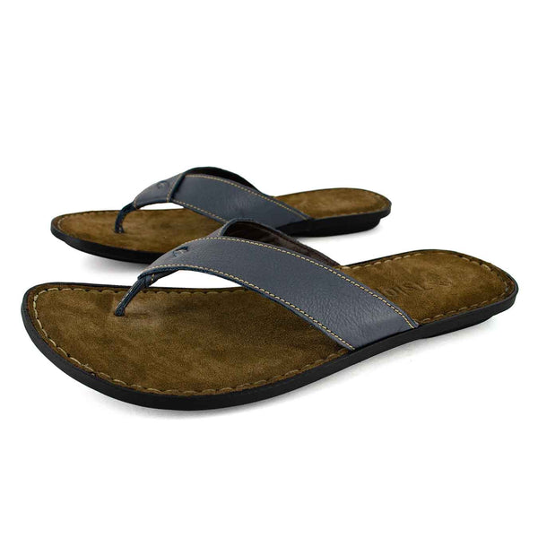 Umhlanga : Mens Leather Tslops Sandal in Denim Natan