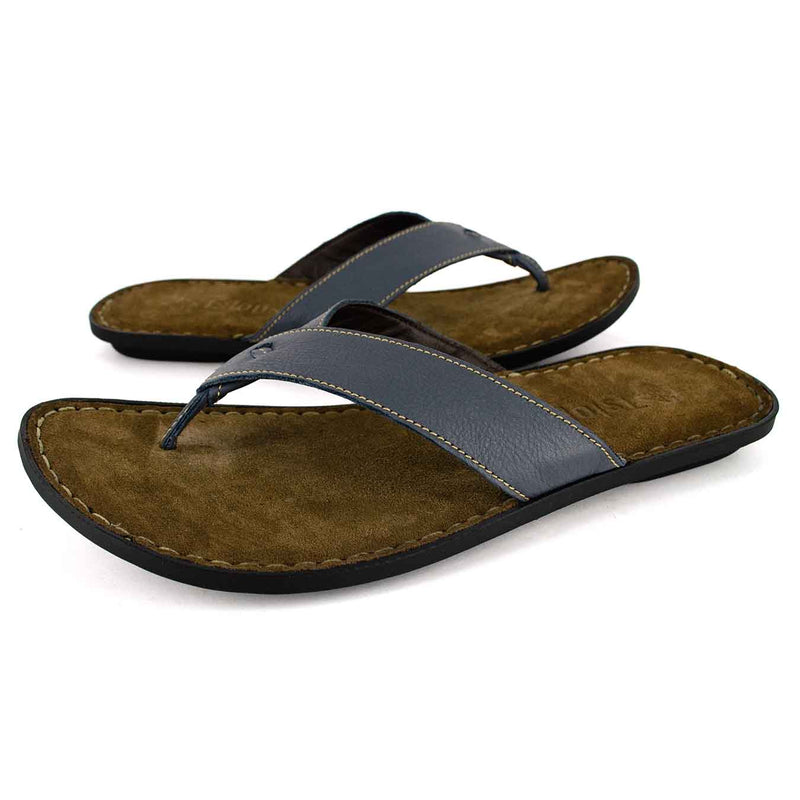 Umhlanga : Mens Leather Tslops Sandal in Denim Natan