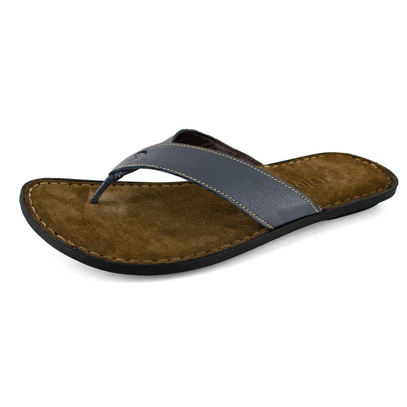 Umhlanga : Mens Leather Tslops Sandal in Denim Natan