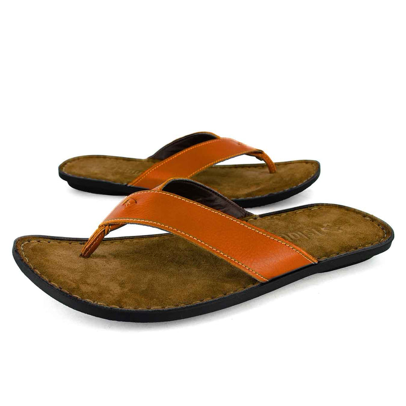 Umhlanga : Mens Leather Tslops Sandal in Oak Natan