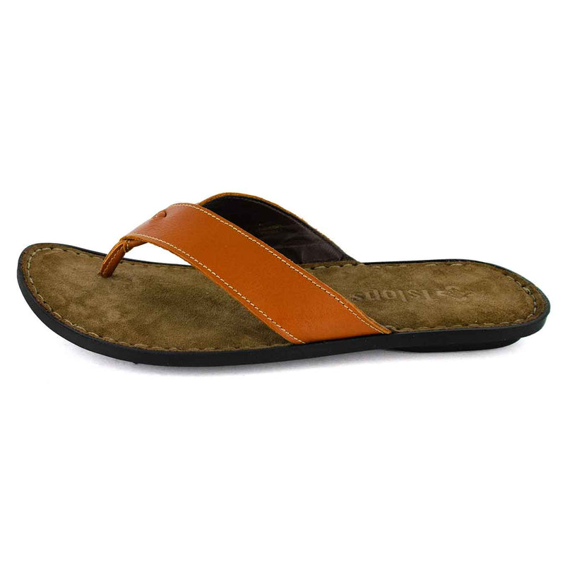 Umhlanga : Mens Leather Tslops Sandal in Oak Natan