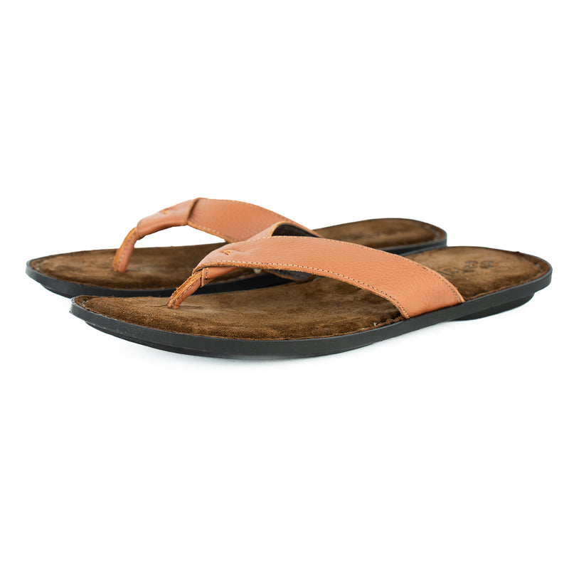 Umhlanga : Mens Leather Tslops Sandal in Oak Natan