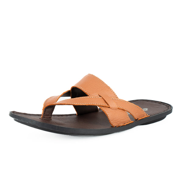 Mulanje : Men's Leather Sandal in Oak Natan