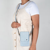 Lupita : Ladies Leather Crossbody Purse in Sky Blue Kabore