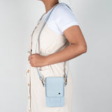 Lupita : Ladies Leather Crossbody Purse in Sky Blue Kabore