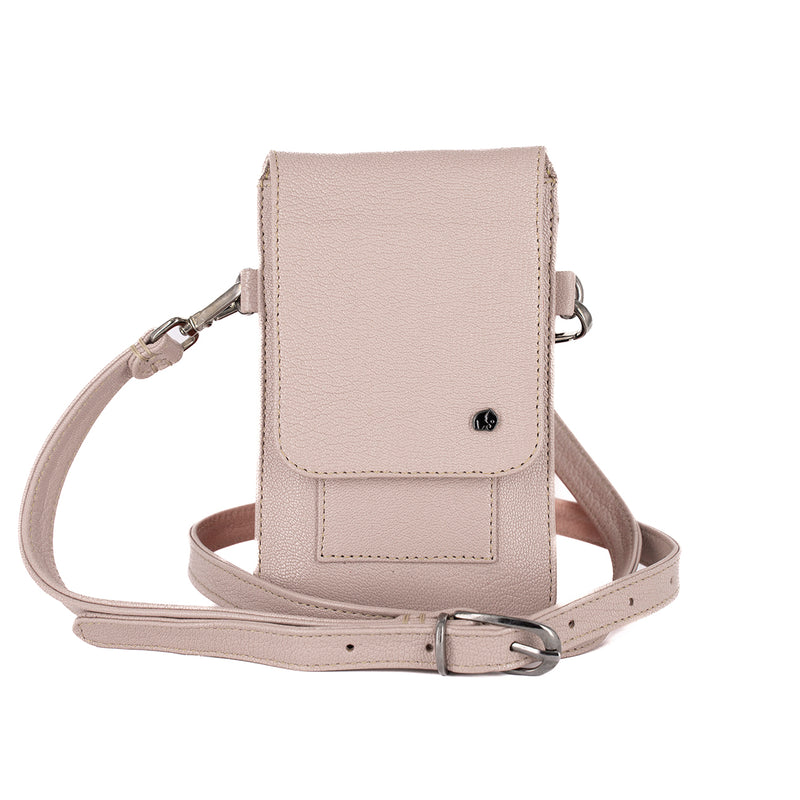 Lupita : Ladies Leather Crossbody Purse in Rose Cayak