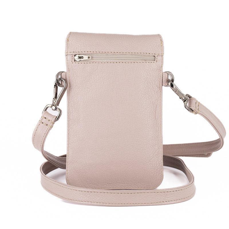 Lupita : Ladies Leather Crossbody Purse in Rose Cayak