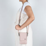 Lupita : Ladies Leather Crossbody Purse in Rose Cayak