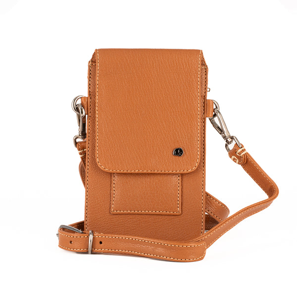 Lupita : Ladies Leather Crossbody Purse in Oak Cayak