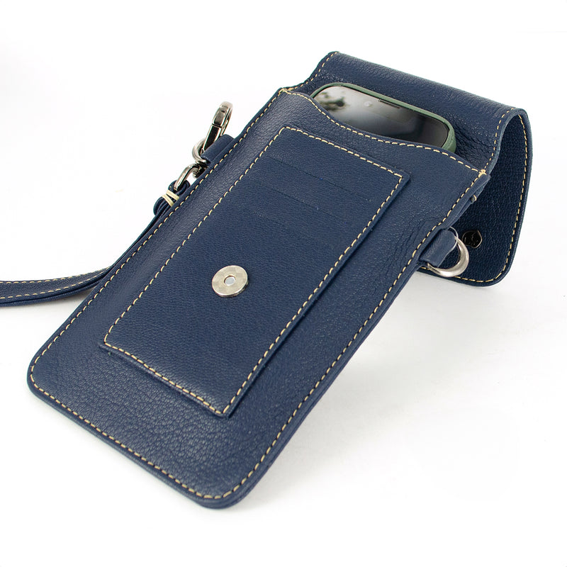 Lupita : Ladies Leather Crossbody Purse in Denim Cayak