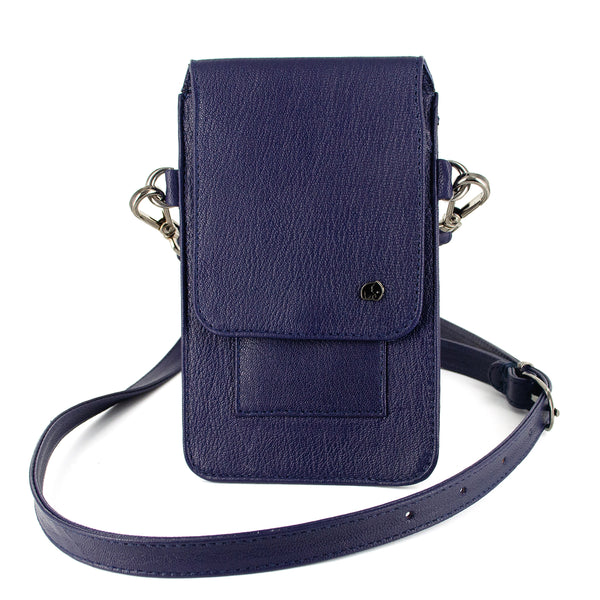 Lupita : Ladies Leather Crossbody Purse in Marine Cayak