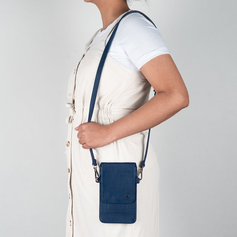 Lupita : Ladies Leather Crossbody Purse in Marine Cayak