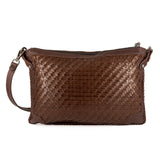 Onalo : Ladies Leather Crossbody Handbag in Choc Seneca & Cafe Cayak