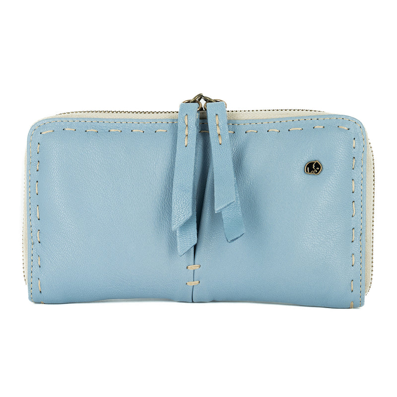 Olwethu : Ladies Leather Clutch Purse in Jeans Cayak