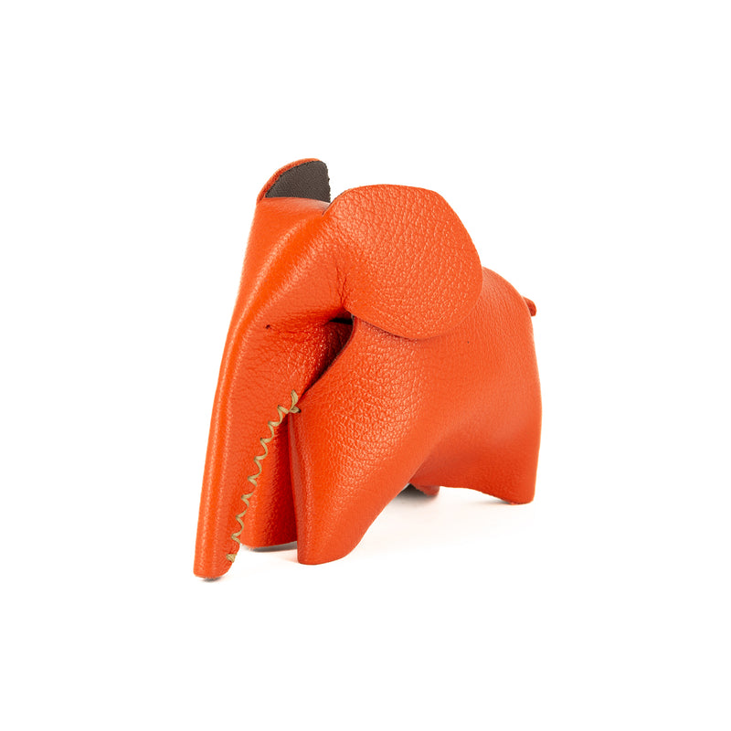 Peaches : Medium Elephant Family Accessory in Coral Leather