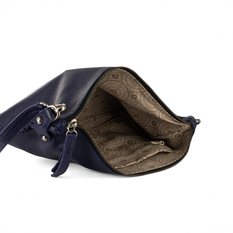 Rantu : Ladies Leather Crossbody Handbag in Marine Cayak