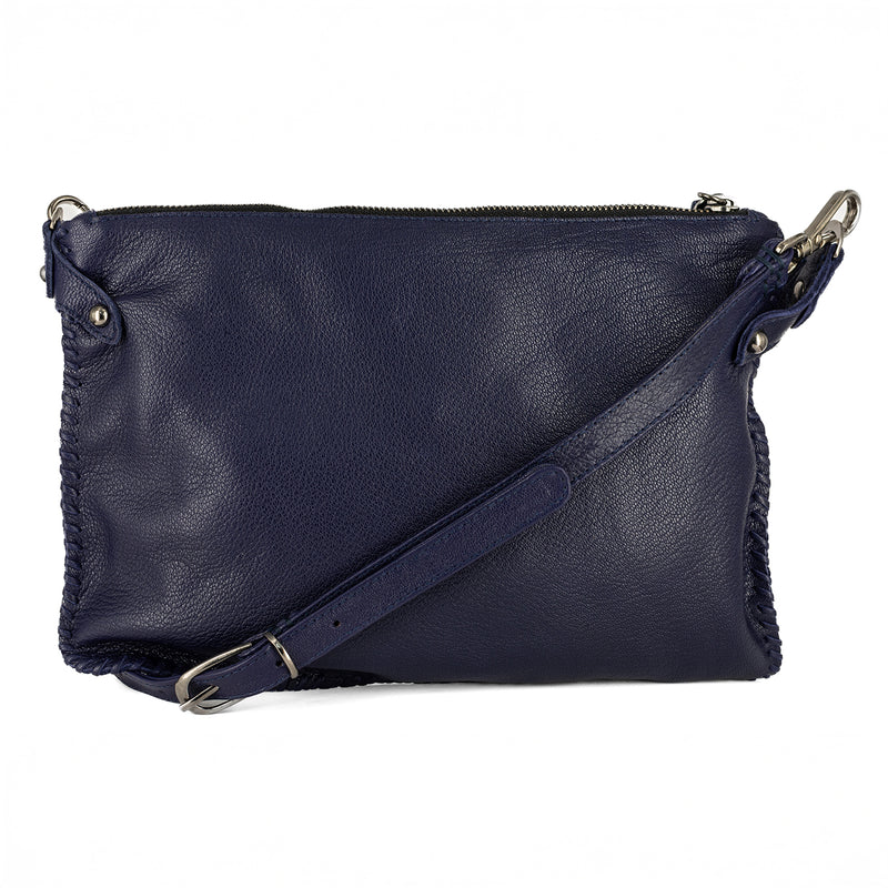 Rantu : Ladies Leather Crossbody Handbag in Marine Cayak